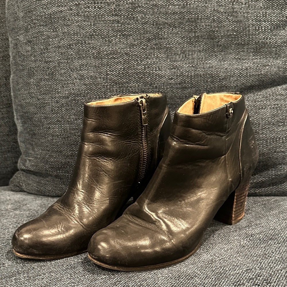 Frye Dark Brown Leather Ankle Booties